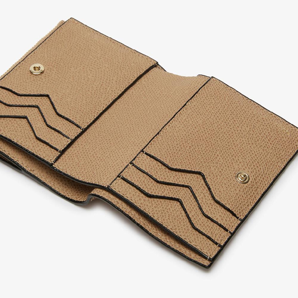 Valextra Portafoglio bifold con bottone di Lusso in Pelle Beige | Valextra Soddisfazione Garantita