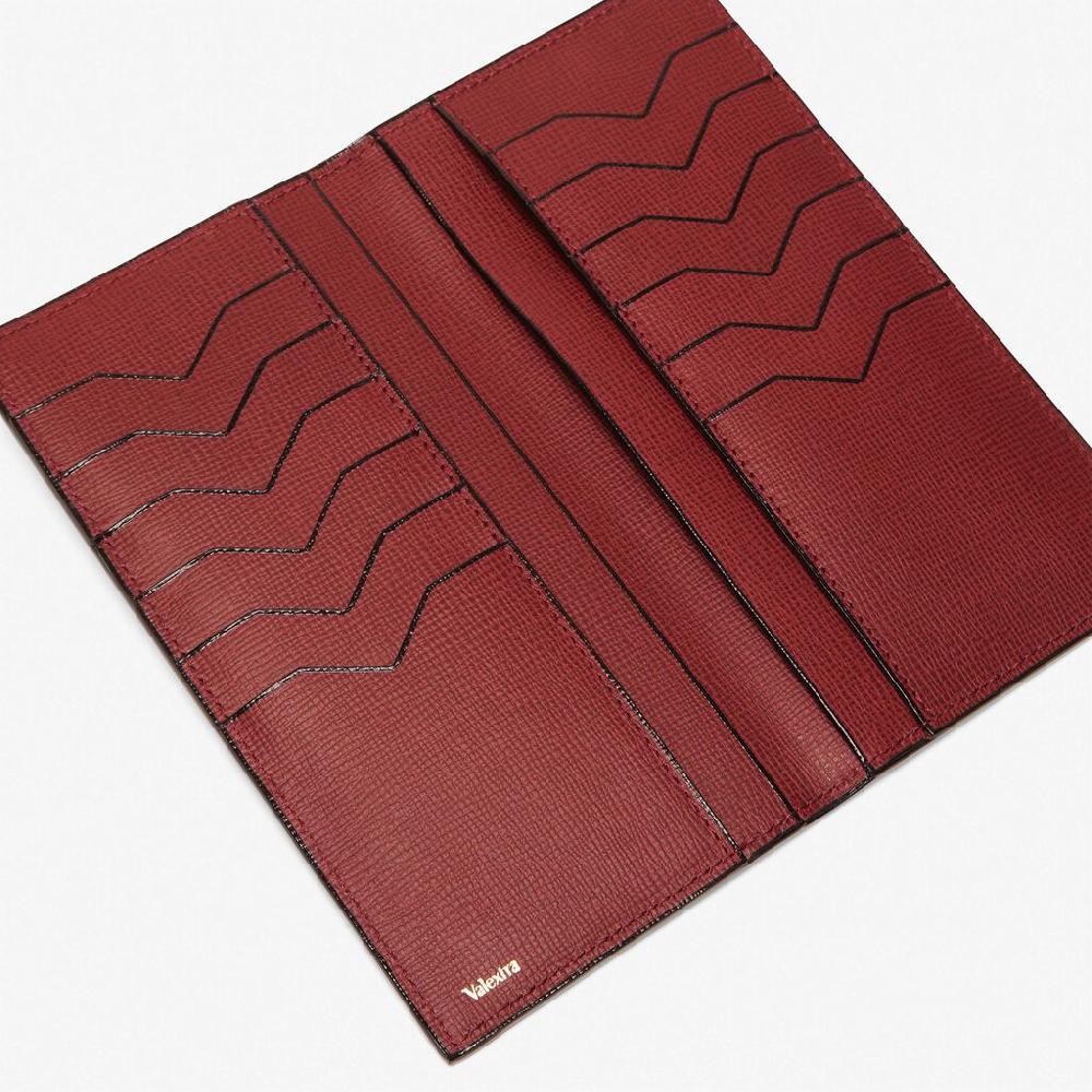 Valextra Portafoglio verticale Bifold in Pelle Bordeaux | Valextra Consegna Veloce