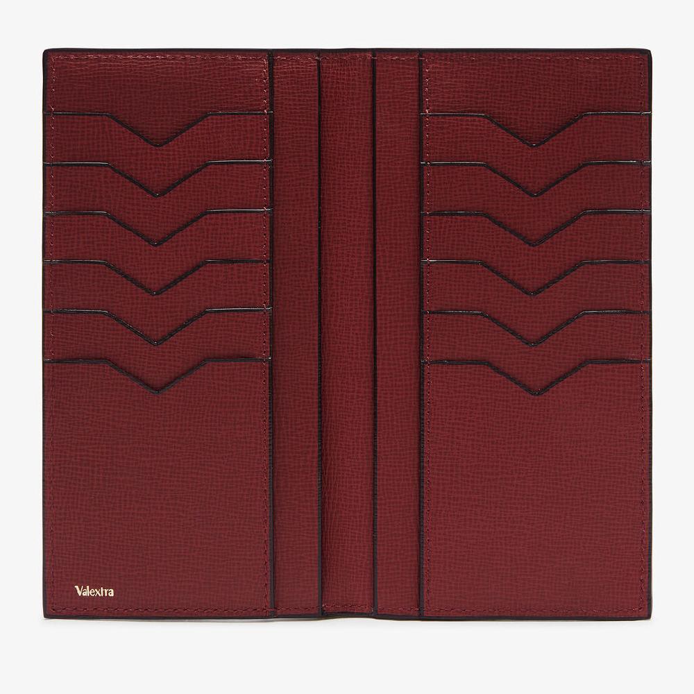 Valextra Portafoglio verticale Bifold in Pelle Bordeaux | Valextra Consegna Veloce