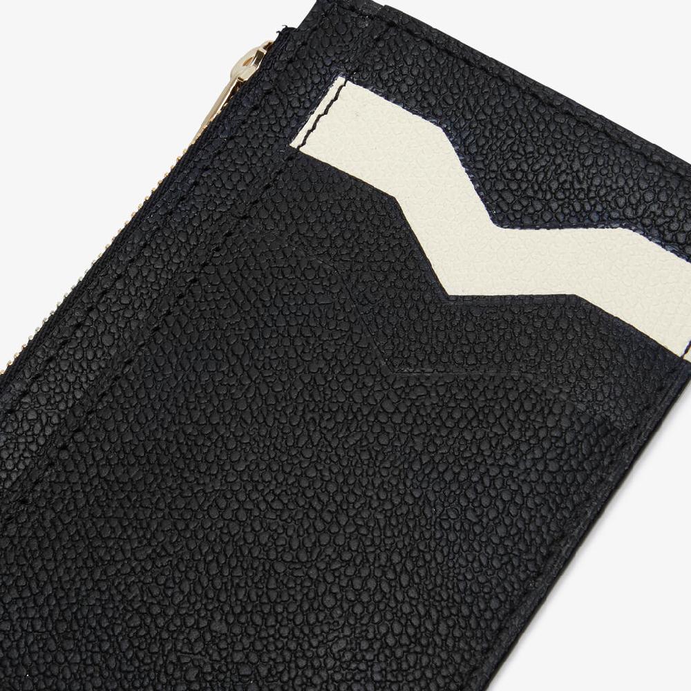 Valextra Porta carte in Pelle Nera e Bianca con cerniera | Valextra Promozione Limitata