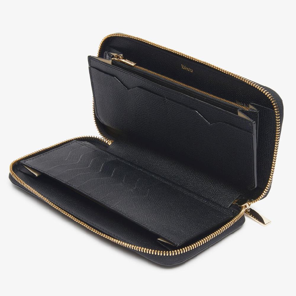 Valextra Portafoglio da Donna di Lusso in Pelle Nera | Valextra Zip Around Enormi risparmi