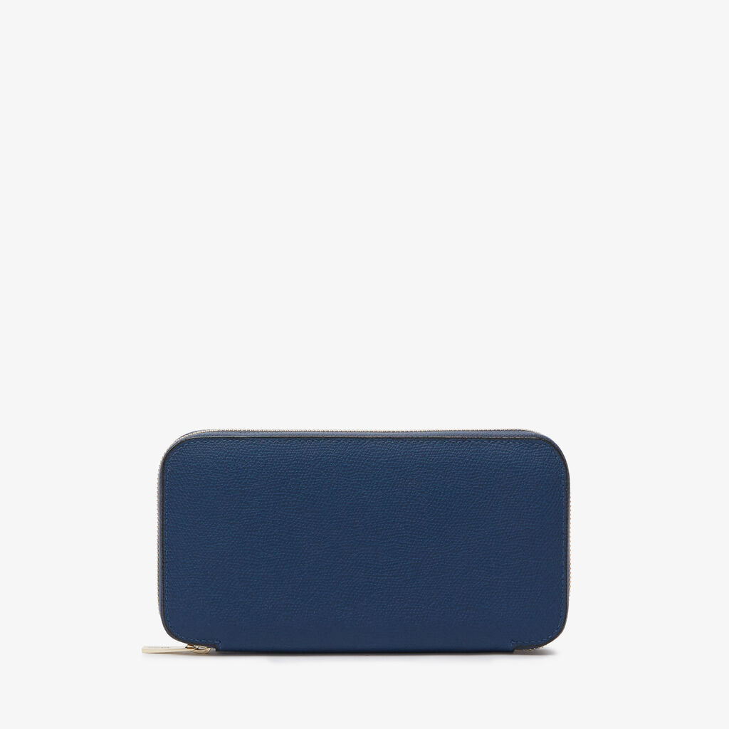 Valextra Portafoglio da Uomo in Pelle Blu Zaffiro | Valextra Zip Around Presa