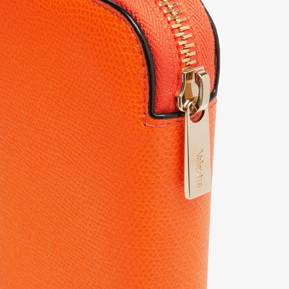 Valextra Portafoglio da Donna in Pelle Arancione | Valextra Zip Around Sconto