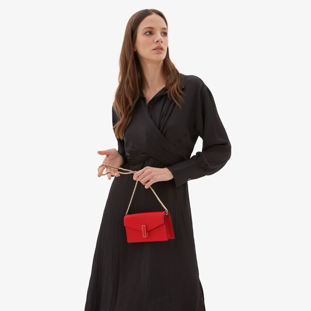Valextra Pochette semplice e compatta in Pelle Rossa | Valextra Iside Online