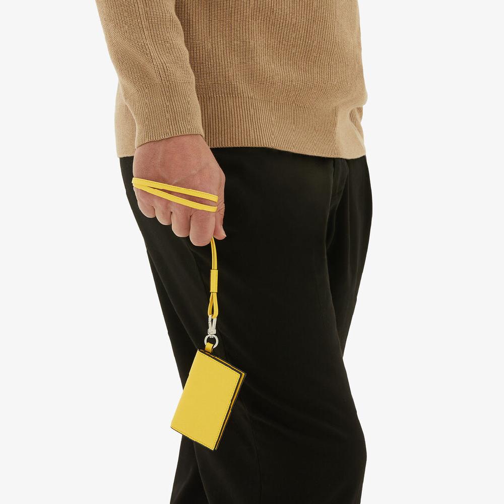 Valextra Porta carte con laccio da Donna in Pelle Gialla | Valextra Vendita Calda