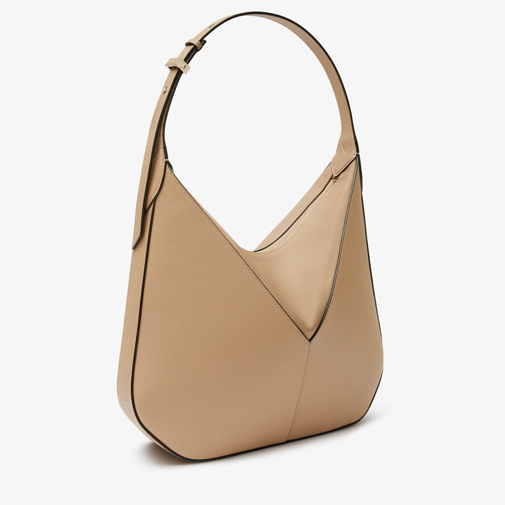 Valextra Borsa hobo da Donna di Lusso in Pelle rigida Beige | Valextra Vivi Negozio