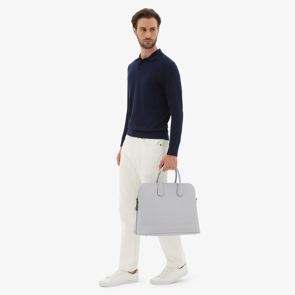 Valextra Borsa tote da Uomo in Pelle Grigia Sasso | Valextra My Logo In Linea