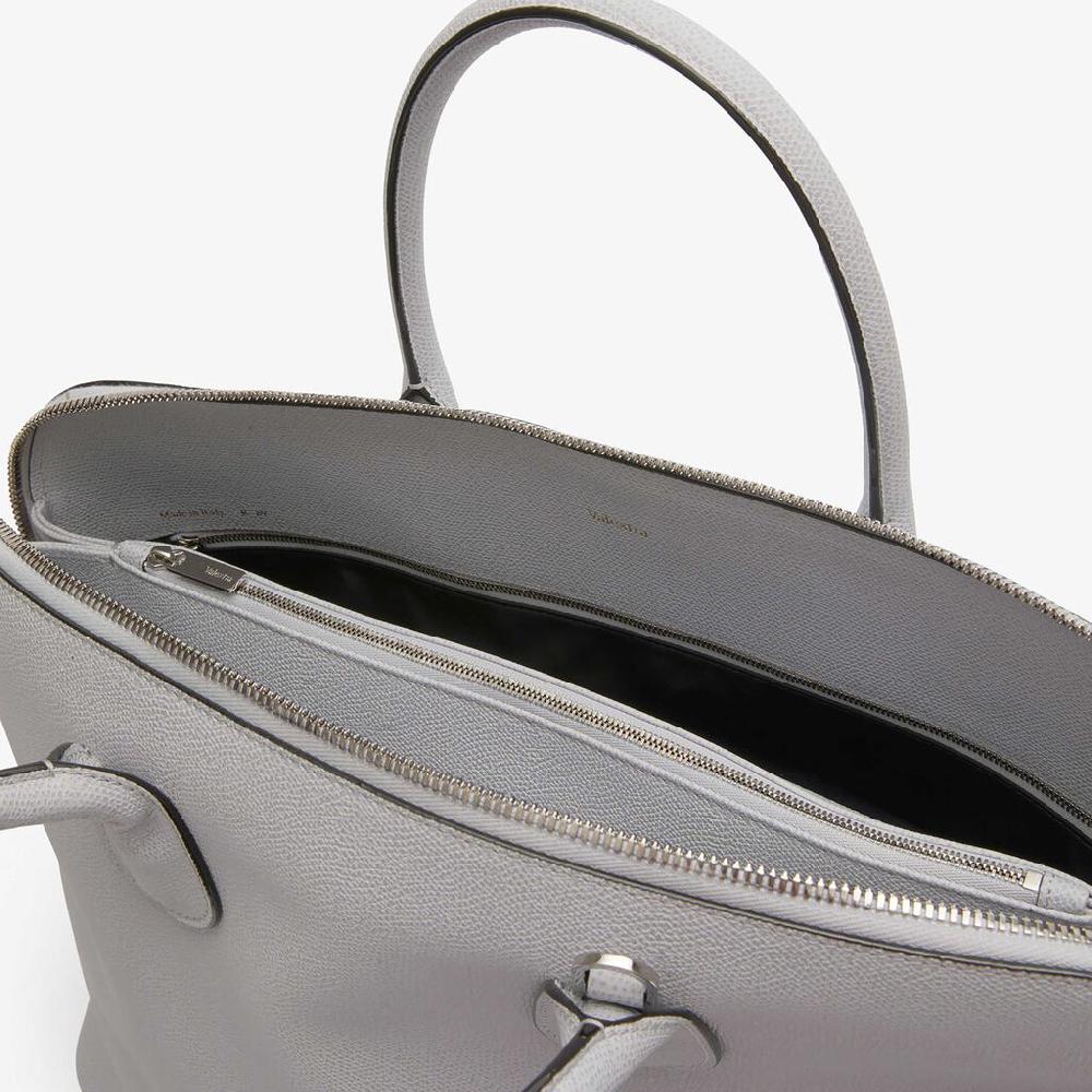 Valextra Borsa tote da Uomo in Pelle Grigia Sasso | Valextra My Logo In Linea