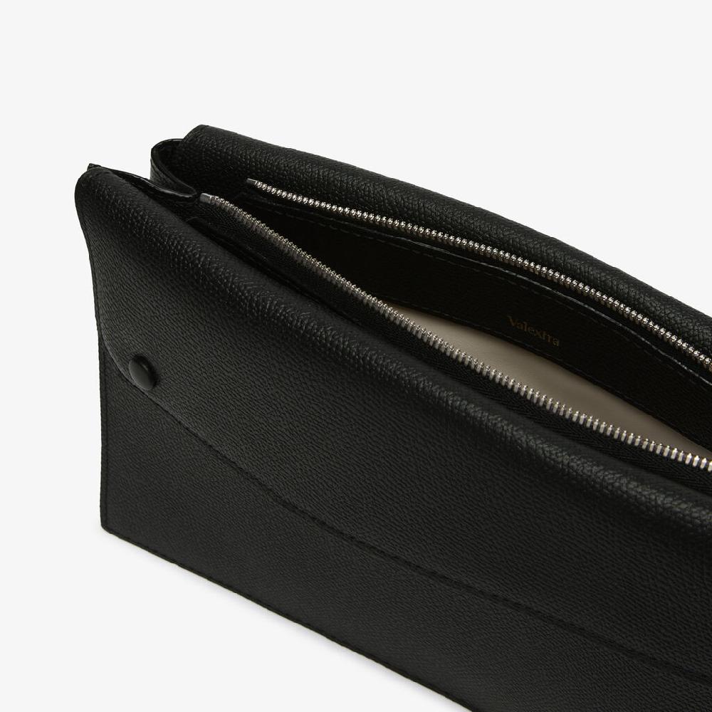 Valextra Borsa a tracolla da Uomo in Pelle Nera | Valextra Pocket Spedizione Gratuita