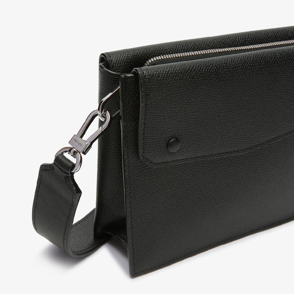Valextra Borsa a tracolla da Uomo in Pelle Nera | Valextra Pocket Spedizione Gratuita