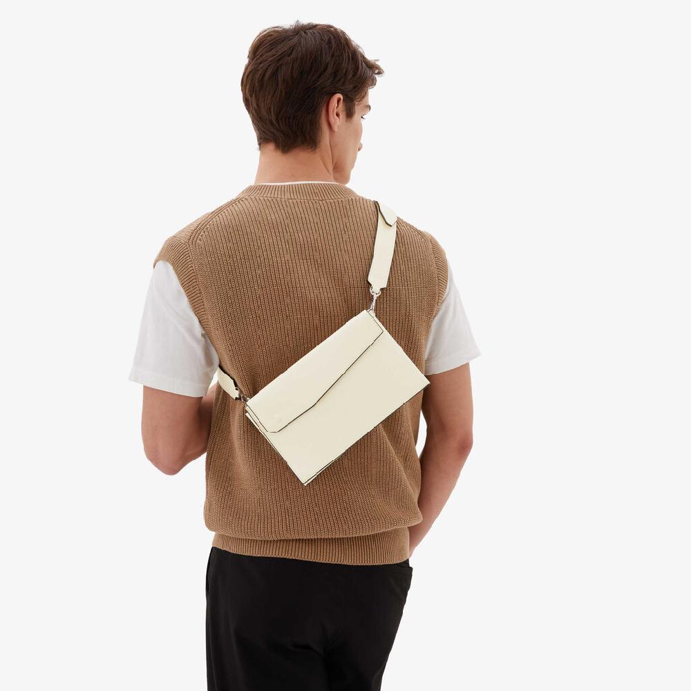 Valextra Borsa a tracolla da Uomo in Pelle Bianca | Valextra Pocket Pezzi Unici