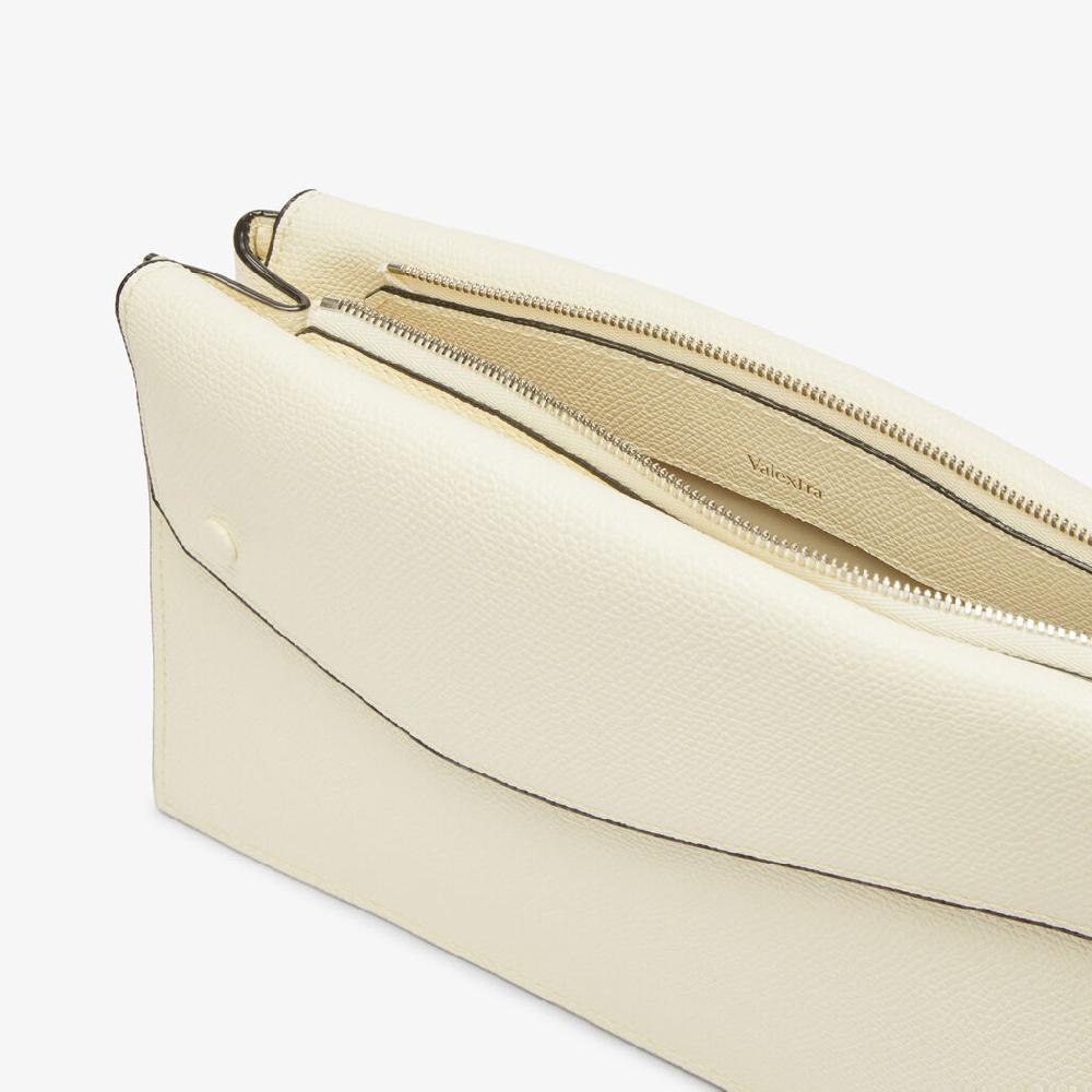 Valextra Borsa a tracolla da Uomo in Pelle Bianca | Valextra Pocket Pezzi Unici