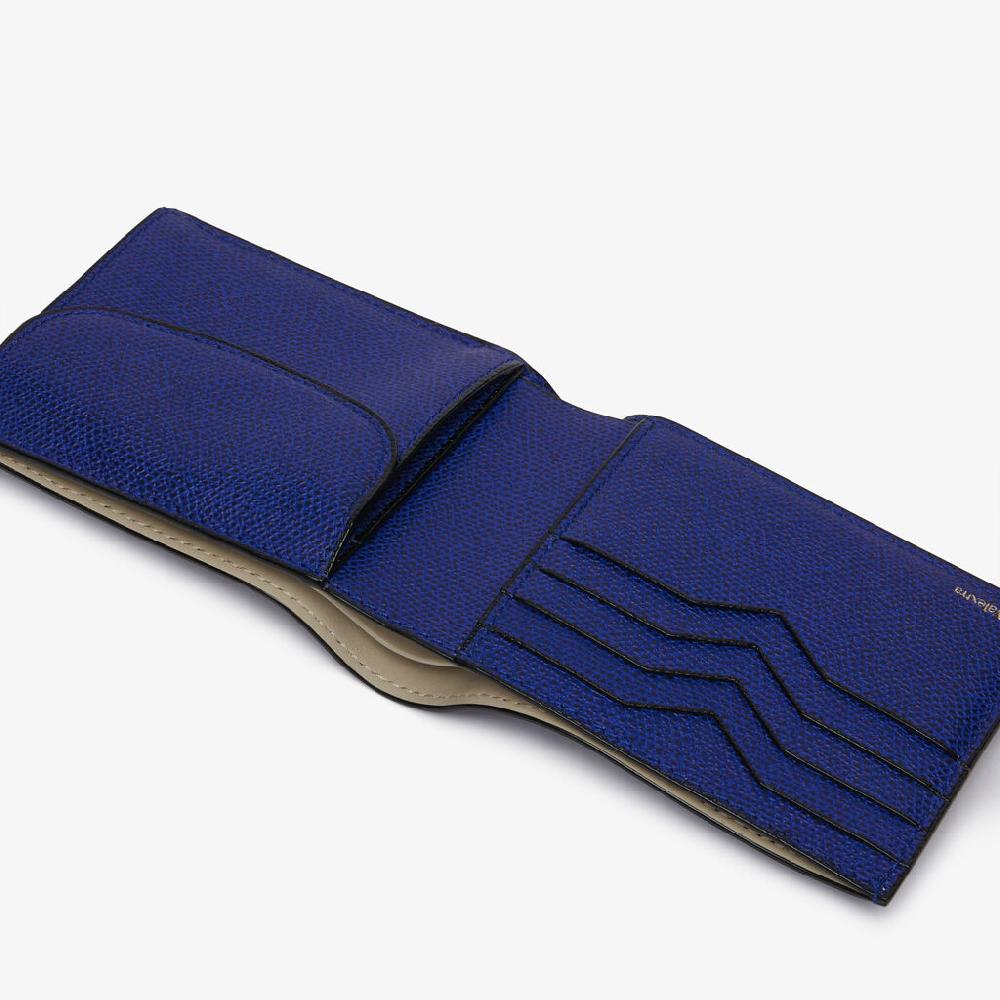 Valextra Portafoglio Bifold in Pelle Blu con portamonete | Valextra Sottocosto
