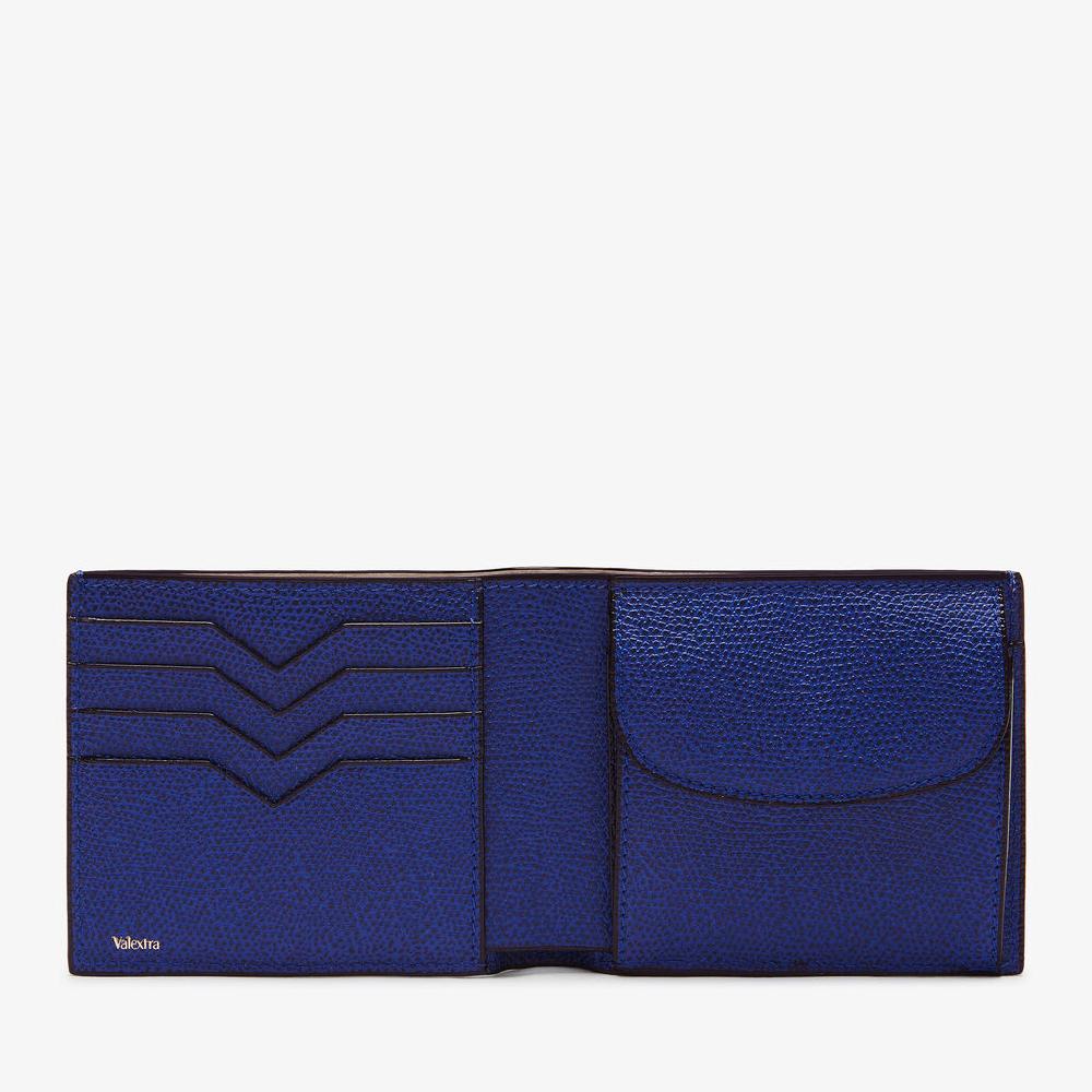 Valextra Portafoglio Bifold in Pelle Blu con portamonete | Valextra Sottocosto