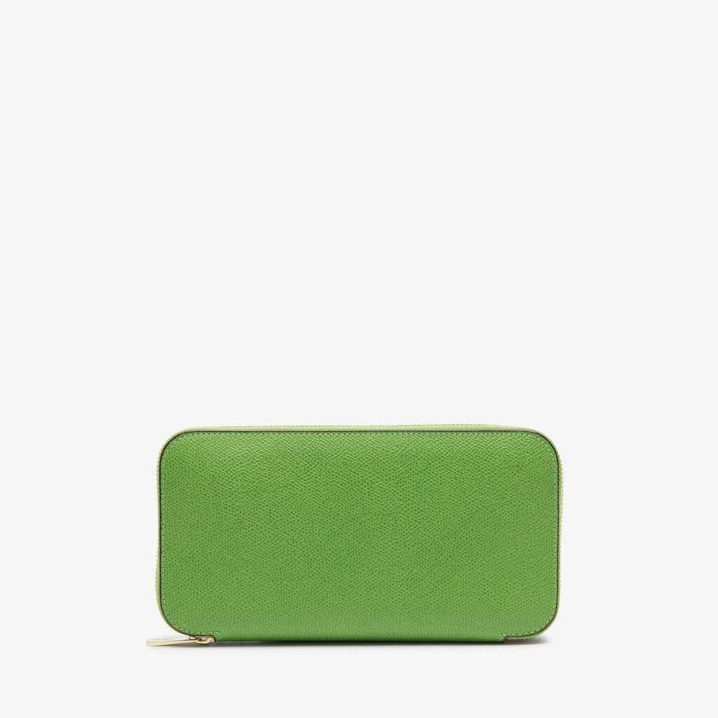 Valextra Portafoglio da Donna di Lusso in Pelle Verde | Valextra Zip Around Offerta