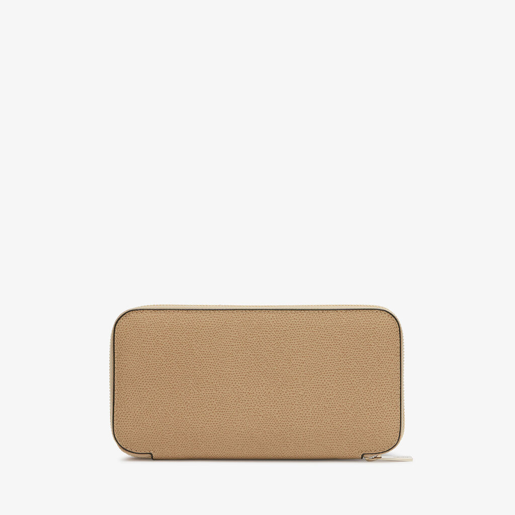 Valextra Portafoglio da Donna di Lusso in Pelle Beige | Valextra Zip Around