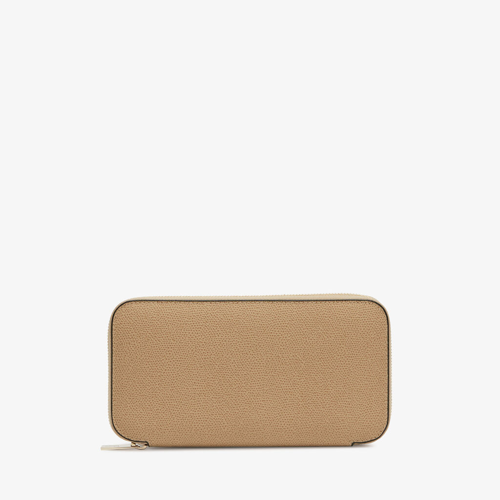 Valextra Portafoglio da Donna di Lusso in Pelle Beige | Valextra Zip Around Online
