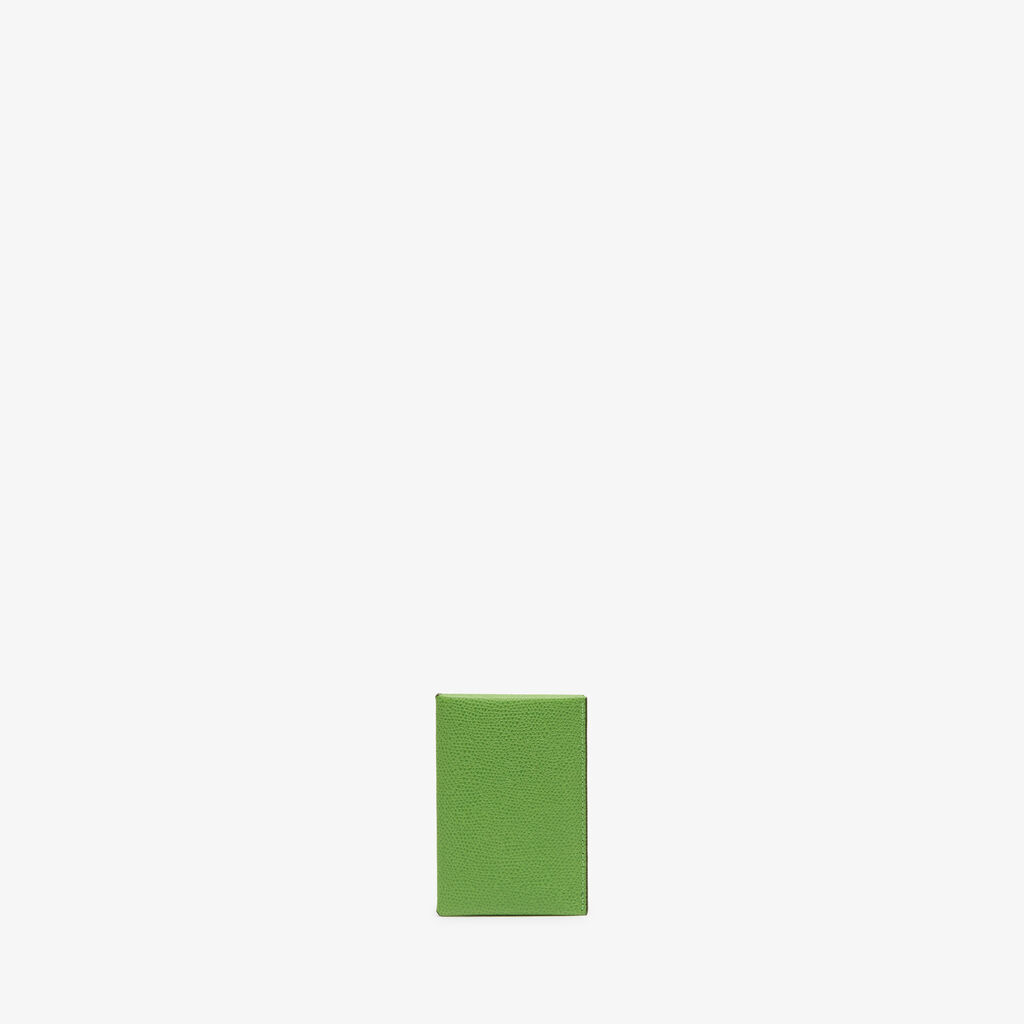 Valextra Porta carte con Bottone di Lusso in Pelle Verde e Nera | Valextra