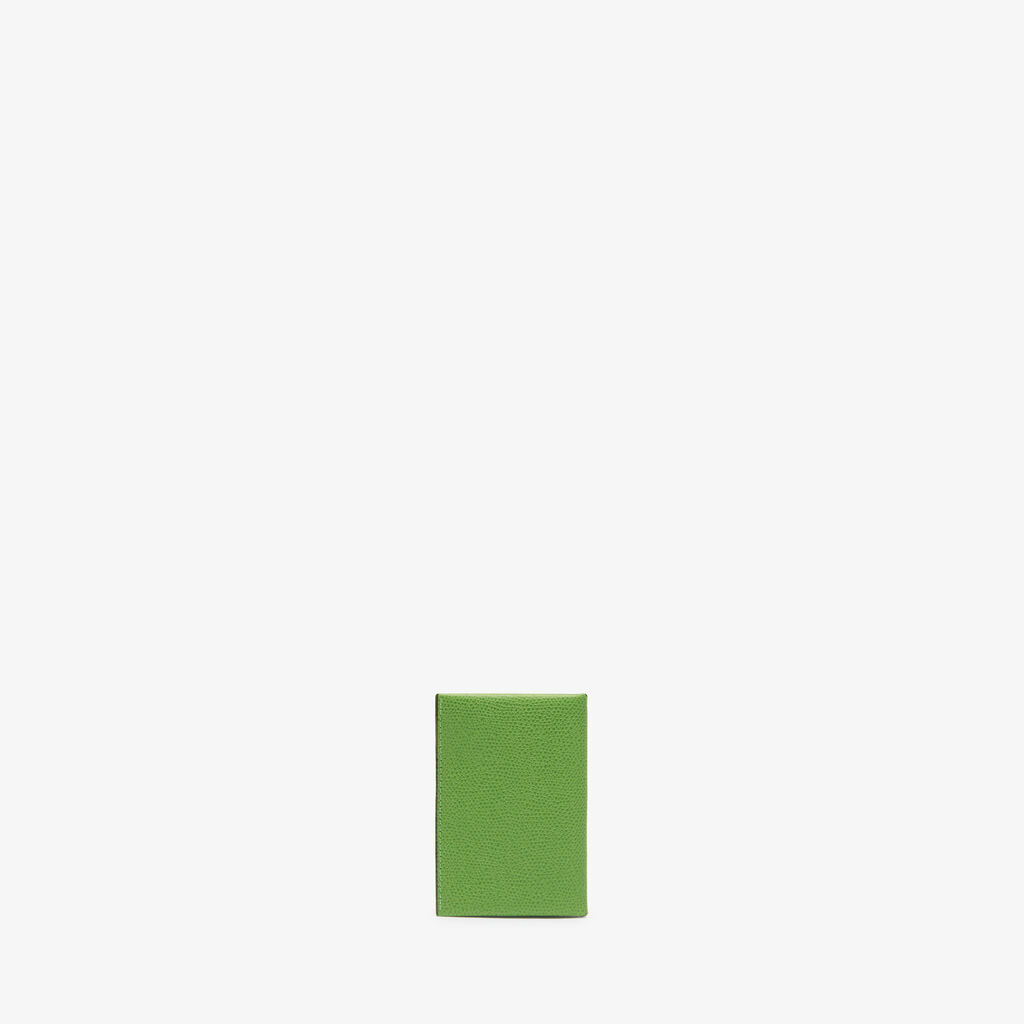Valextra Porta carte con Bottone di Lusso in Pelle Verde e Nera | Valextra In Vendita