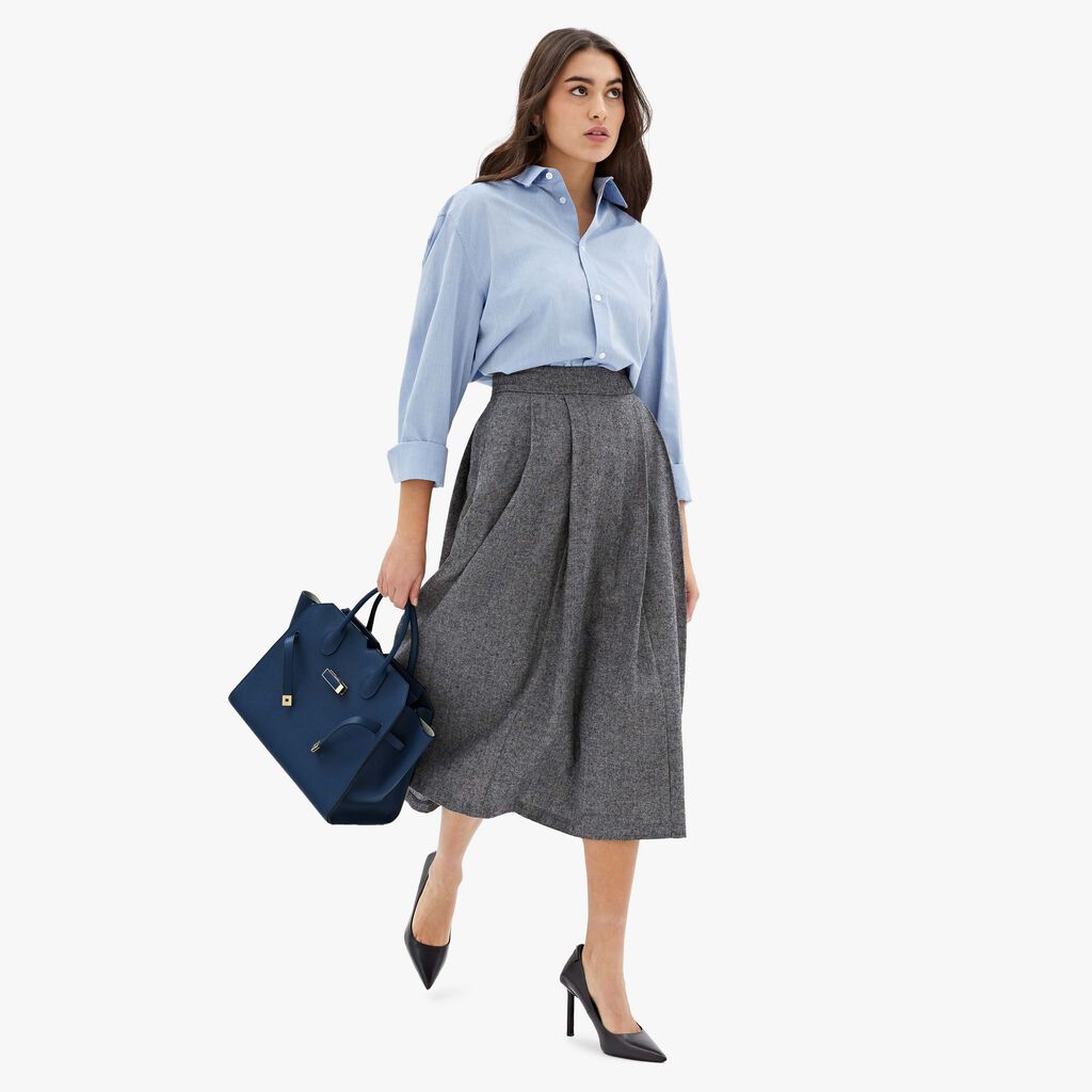 Valextra Borsa due manici da Donna in Pelle Blu Zaffiro | Valextra Vendita Calda