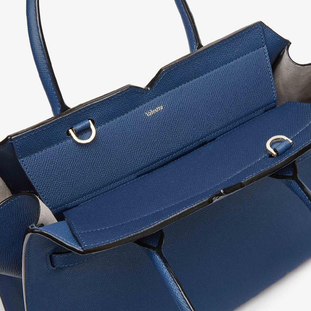 Valextra Borsa due manici da Donna in Pelle Blu Zaffiro | Valextra Vendita Calda