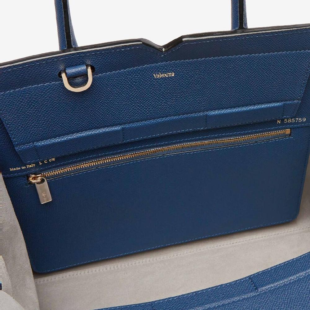 Valextra Borsa due manici da Donna in Pelle Blu Zaffiro | Valextra Vendita Calda