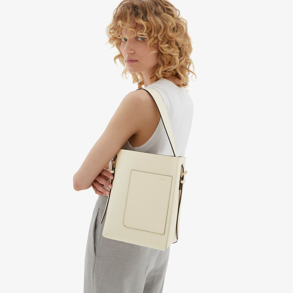 Valextra Borsa a secchiello da Donna Mini in Pelle Bianca | Valextra Soft Vendita Economica