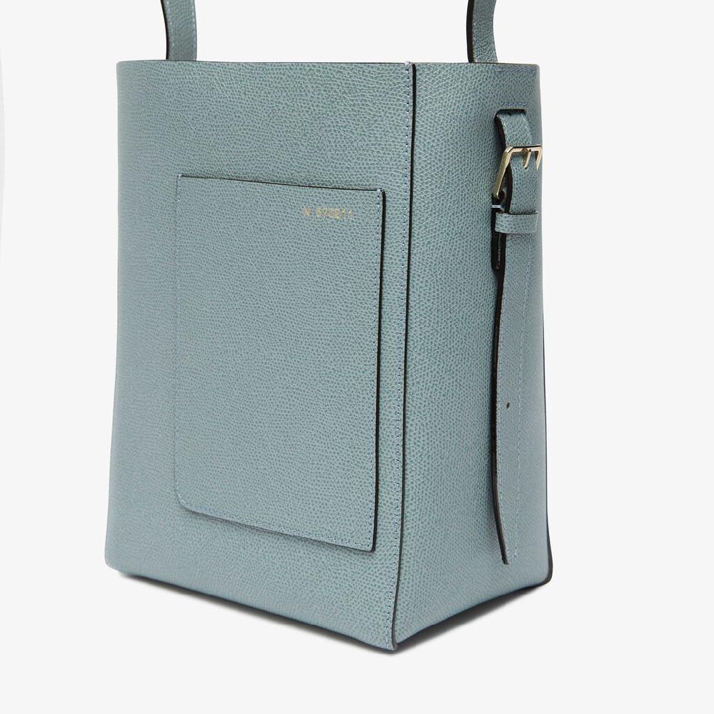 Valextra Borsa a secchiello da Donna Mini in Pelle Azzurra | Valextra Soft Saldi Di Fabbrica