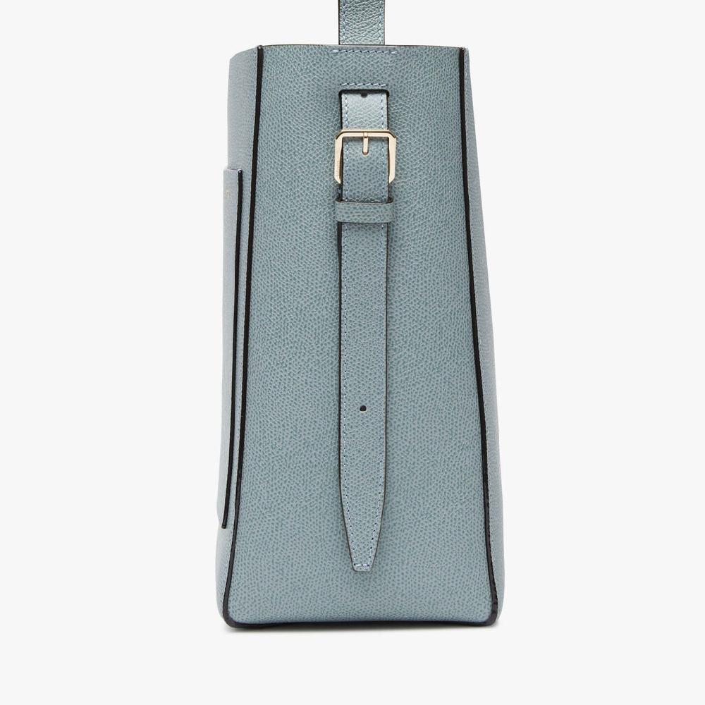 Valextra Borsa a secchiello da Donna Mini in Pelle Azzurra | Valextra Soft Saldi Di Fabbrica