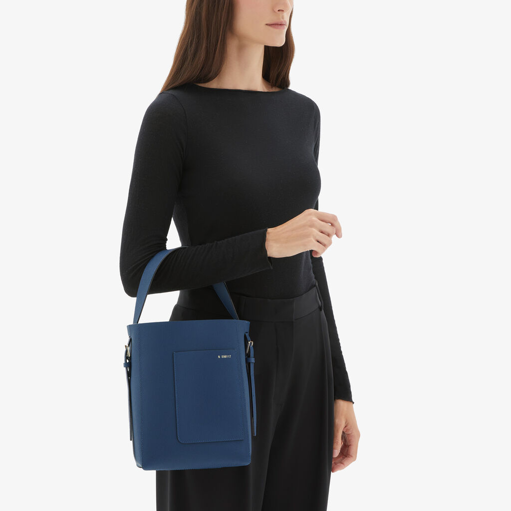 Valextra Borsa a secchiello da Donna in Pelle Blu Zaffiro | Valextra Soft I Più Venduti