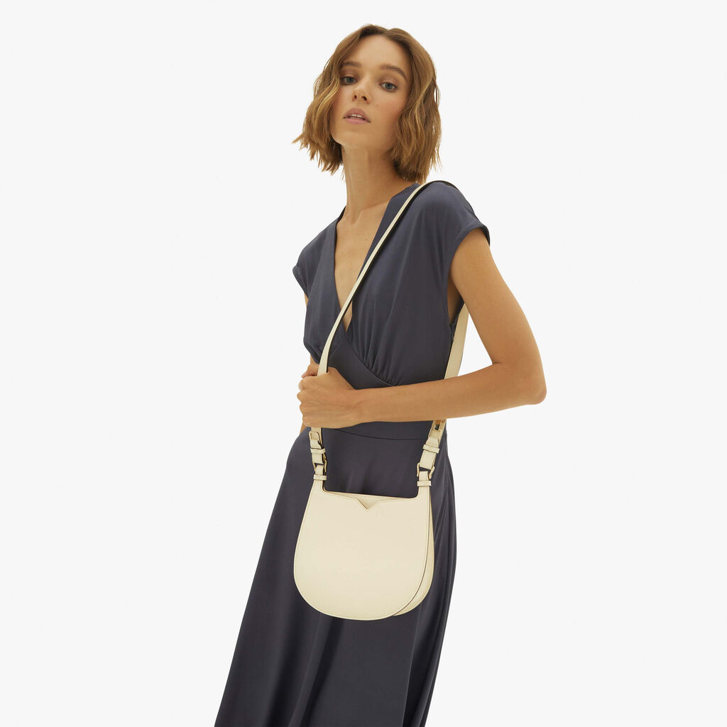 Valextra Borsa a spalla Mini in Pelle Bianca | Valextra Hobo Negozio