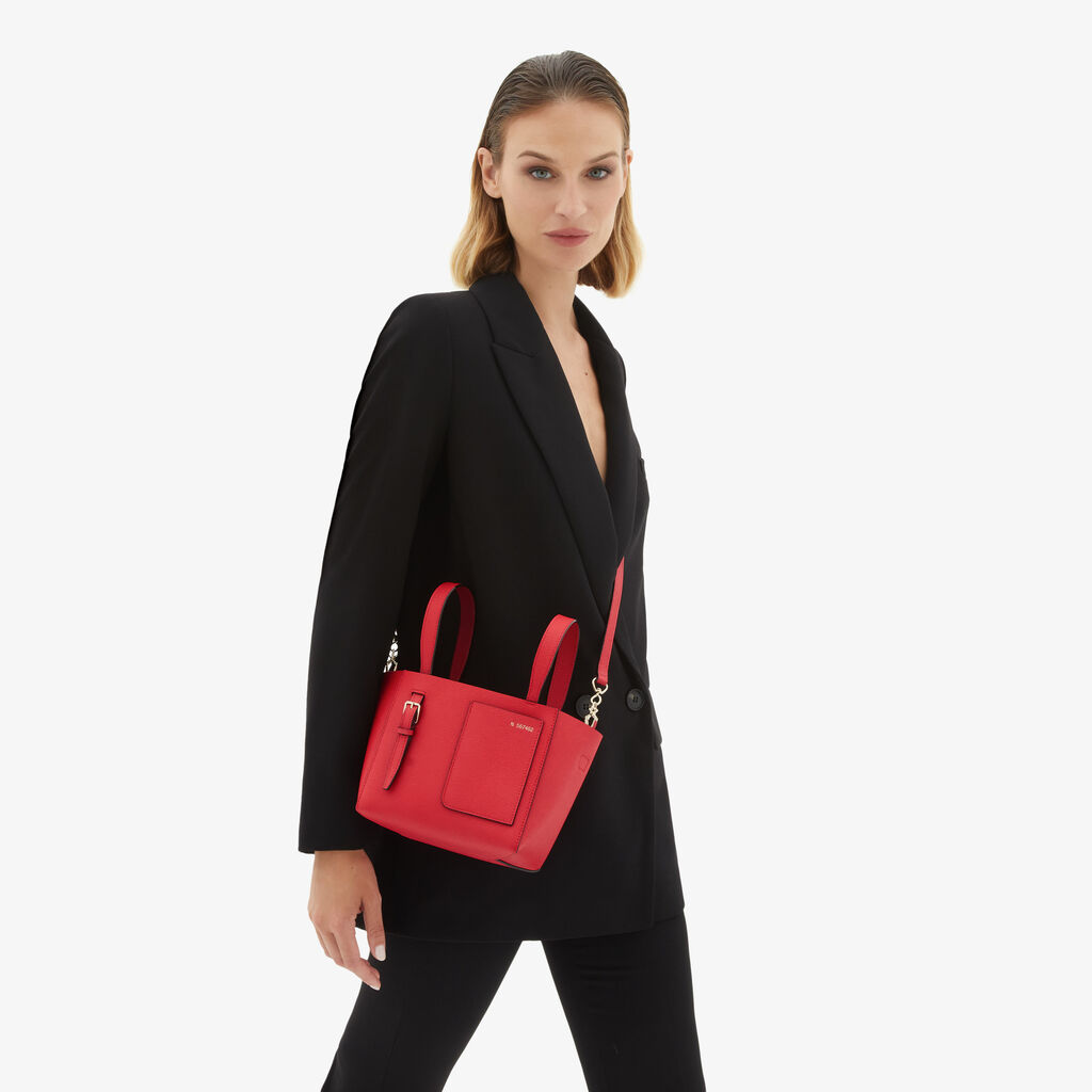 Valextra Borsa a secchiello da Donna in Pelle Rossa | Valextra Soft Italia