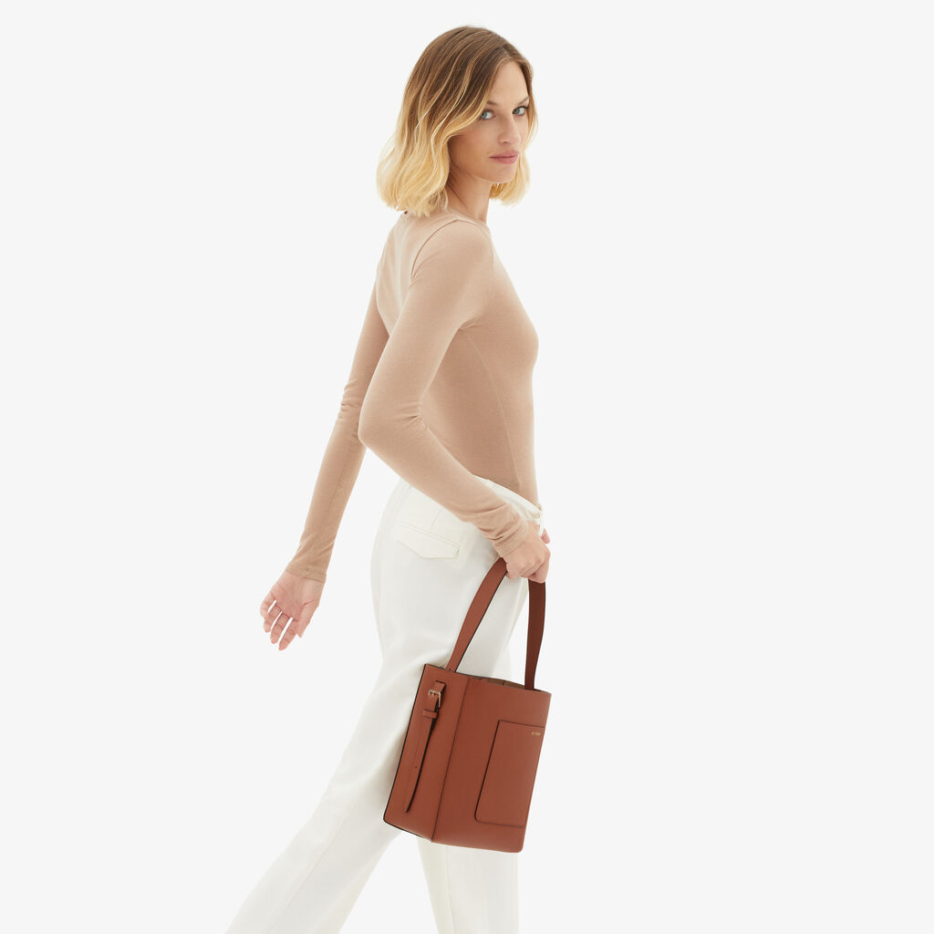 Valextra Borsa a secchiello da Donna Mini in Pelle Marrone | Valextra Soft Promozione