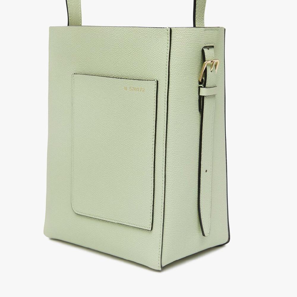 Valextra Borsa a secchiello da Donna Mini in Pelle Verde | Valextra Soft Spedizione Gratuita