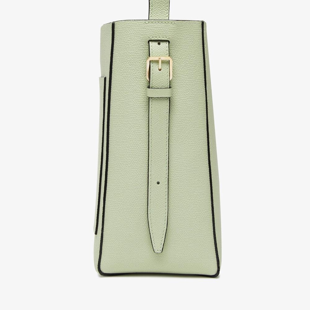 Valextra Borsa a secchiello da Donna Mini in Pelle Verde | Valextra Soft Spedizione Gratuita
