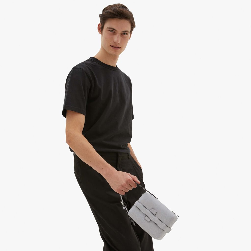 Valextra Borsa rigida a tracolla in Pelle Grigia | Valextra Tric Trac Pezzi Unici