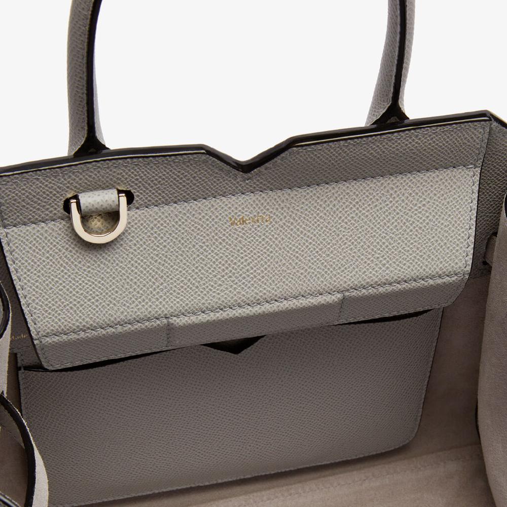 Valextra Borsa due manici Donna Mini in pelle Grigia chiara | Valextra Qualità Garantita