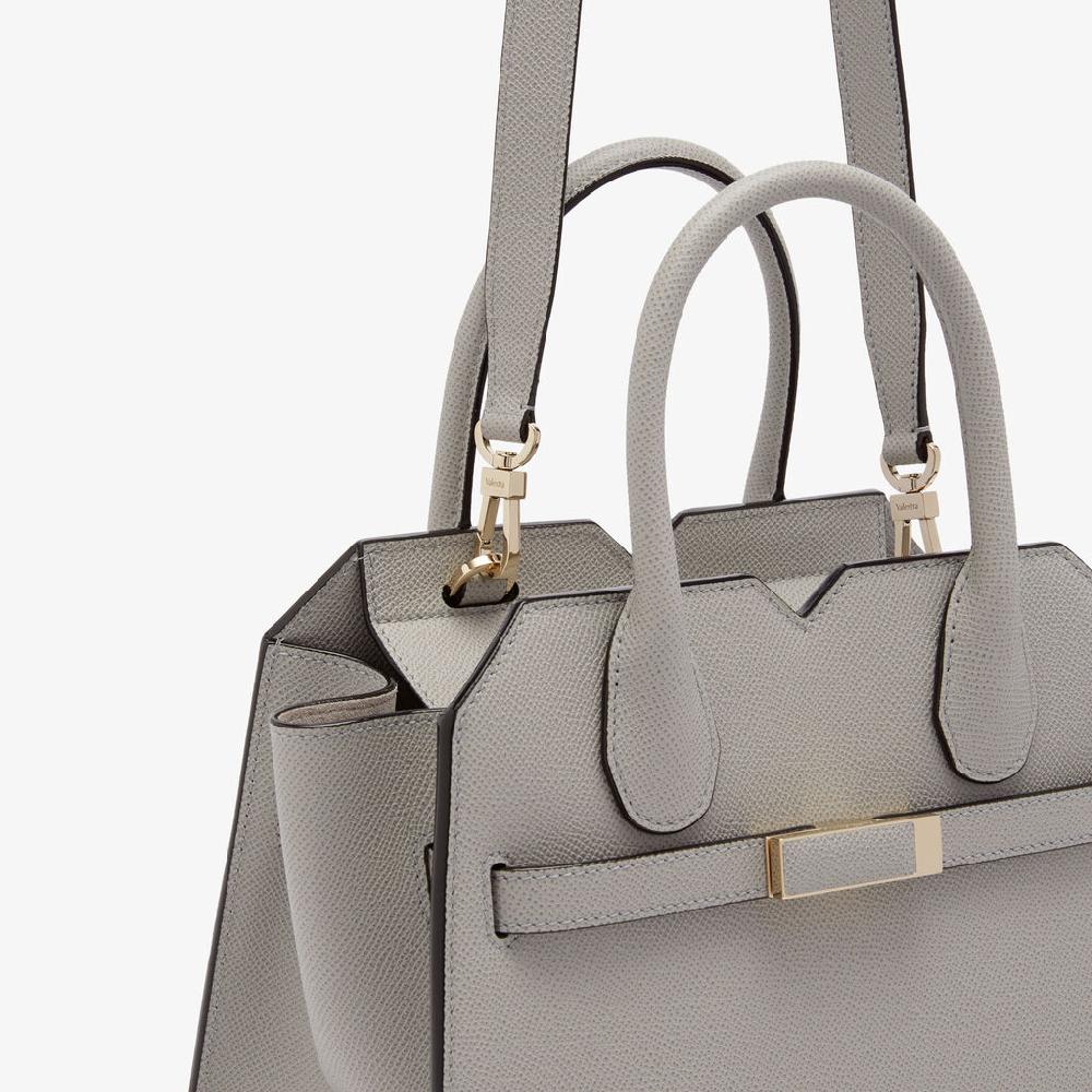 Valextra Borsa due manici Donna Mini in pelle Grigia chiara | Valextra Qualità Garantita