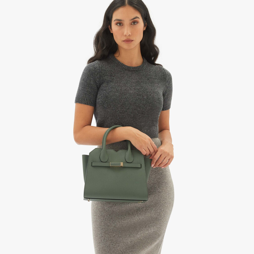 Valextra Borsa due manici da Donna in Pelle Verde di Lusso | Valextra Acquista Ora