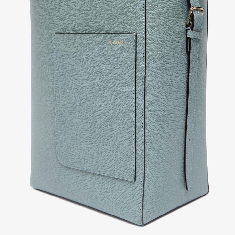 Valextra Borsa a secchiello da Donna in Pelle Azzurra | Valextra Soft Consegna Veloce