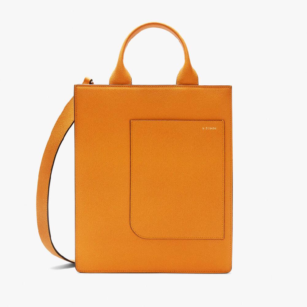 Valextra Borsetta Tote Mini versatile in Pelle Gialla | Valextra Boxy