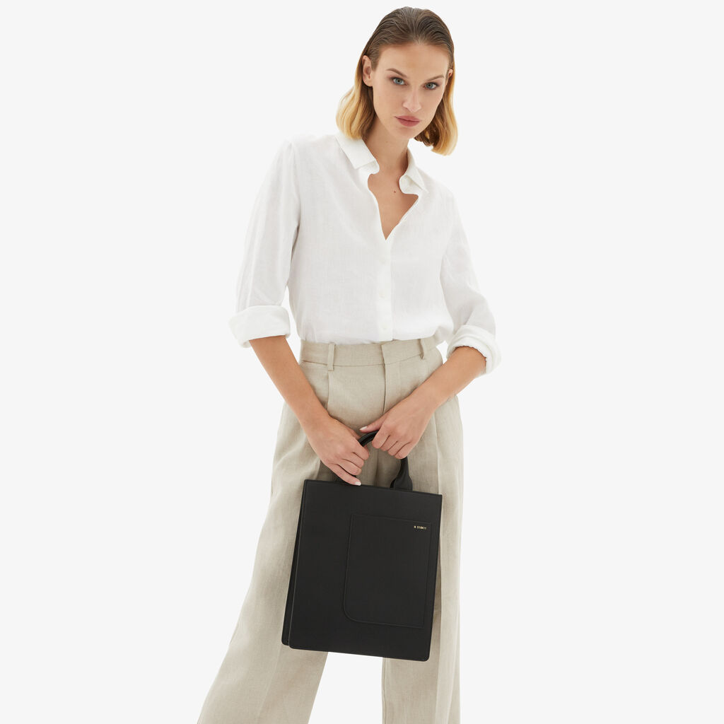 Valextra Borsa a mano da Donna di Lusso in Pelle Nera | Valextra Boxy Sottocosto