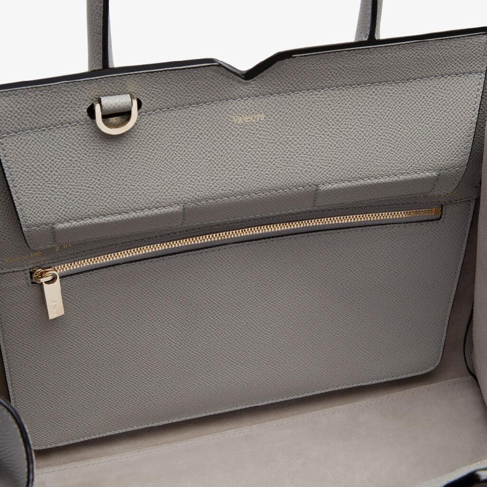 Valextra Borsa a due manici Donna di Lusso in Pelle Grigia chiara | Valextra Convenienza