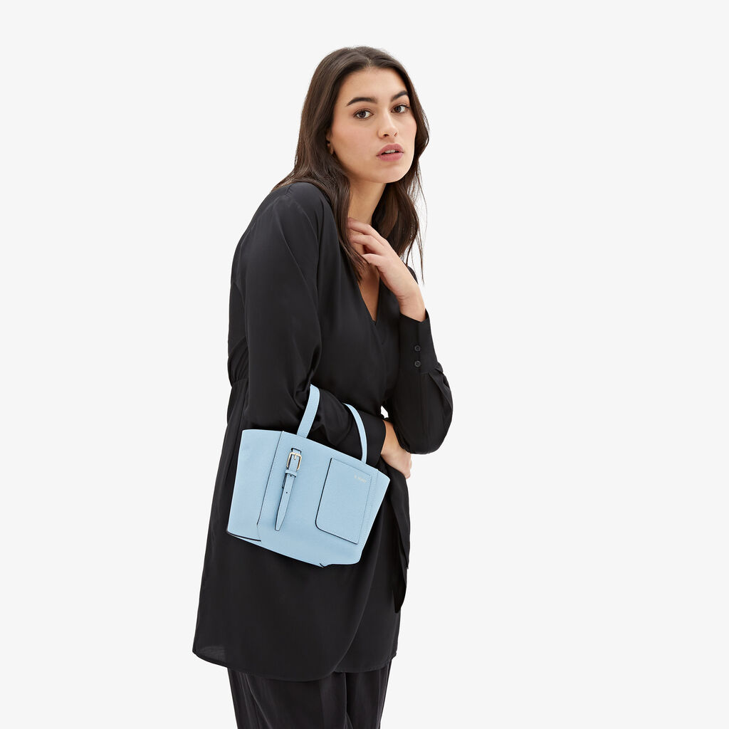 Valextra Borsa a secchiello da Donna in Pelle rigida Blu | Valextra Soft Presa