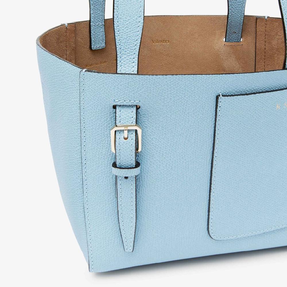 Valextra Borsa a secchiello da Donna in Pelle rigida Blu | Valextra Soft Presa