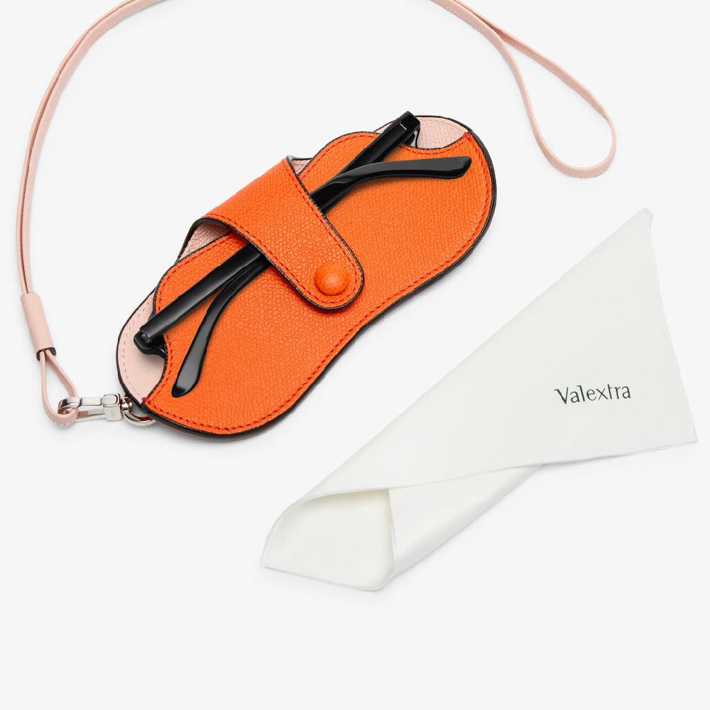 Valextra Custodia occhiali di Lusso in Pelle Arancione e Rosa | Valextra Offerta