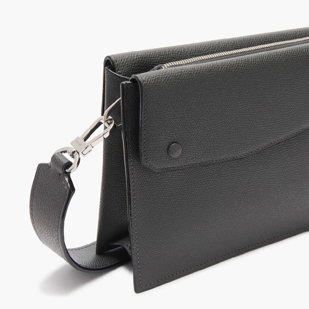 Valextra Borsa a tracolla da Uomo Mini in Pelle Grigia | Valextra Pocket I Più Venduti