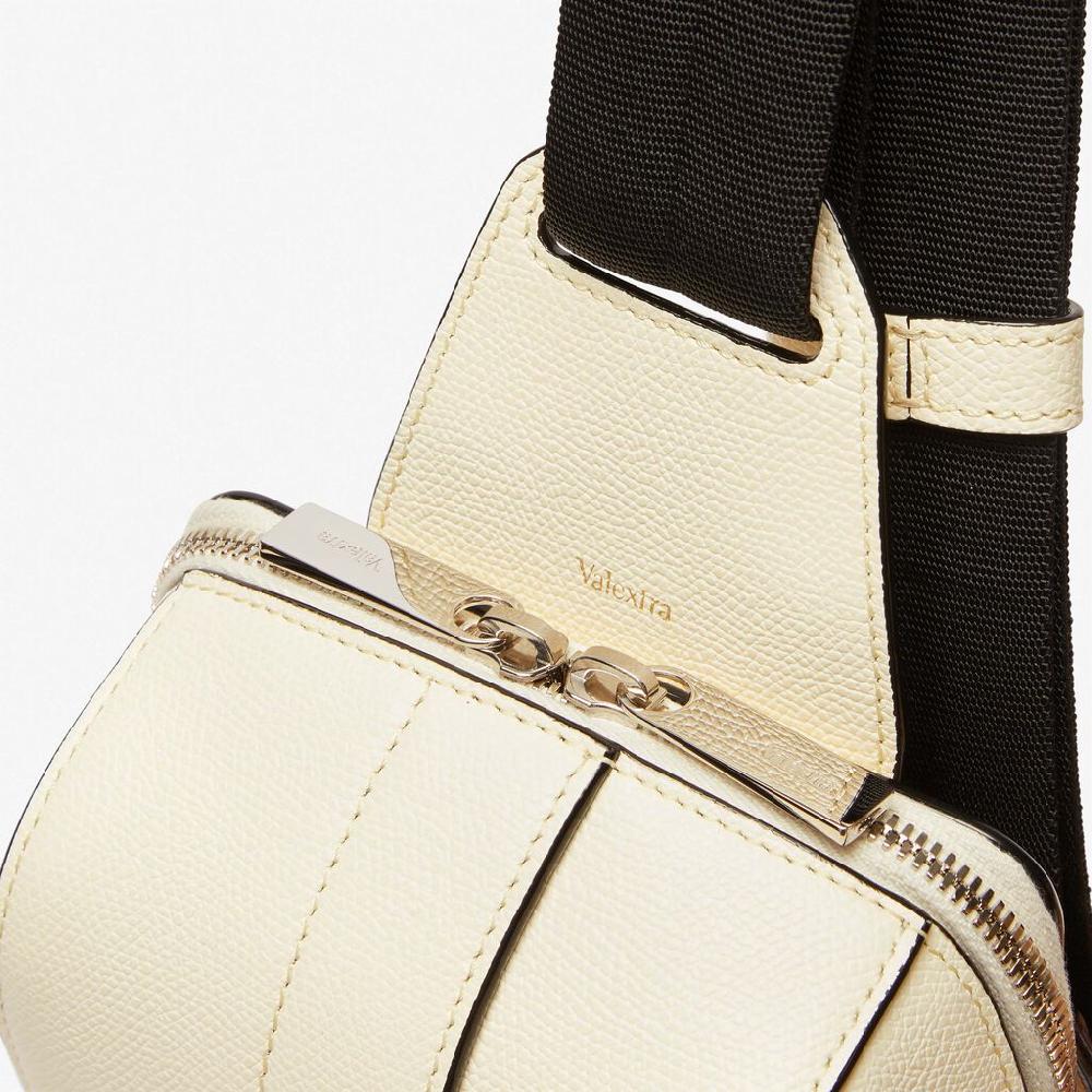 Valextra Zaino monospalla compatto in Pelle Bianca | Valextra V-Line Nuova