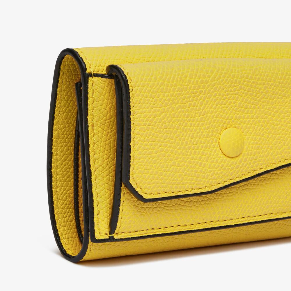Valextra Portafoglio bifold in Pelle Gialla | Valextra In Linea