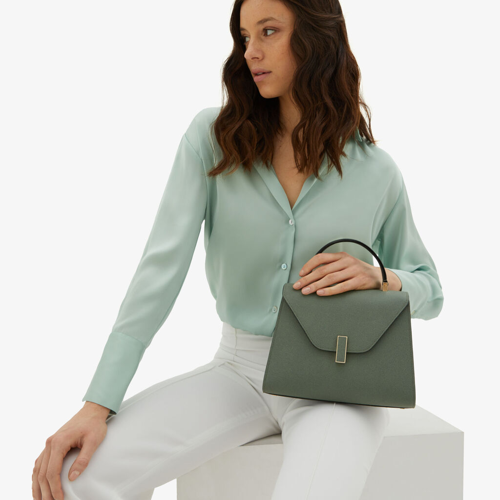 Valextra Borsa a mano da Donna in Pelle Verde di Lusso | Valextra Iside Pezzi Unici